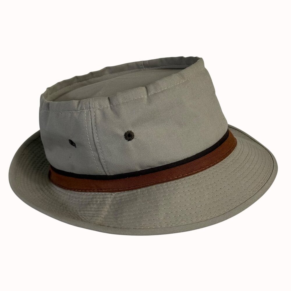 JA Roll Up Bucket Hat Bush Size S Beige Brown VTG 70s Bushwalker Slouch Outdoor